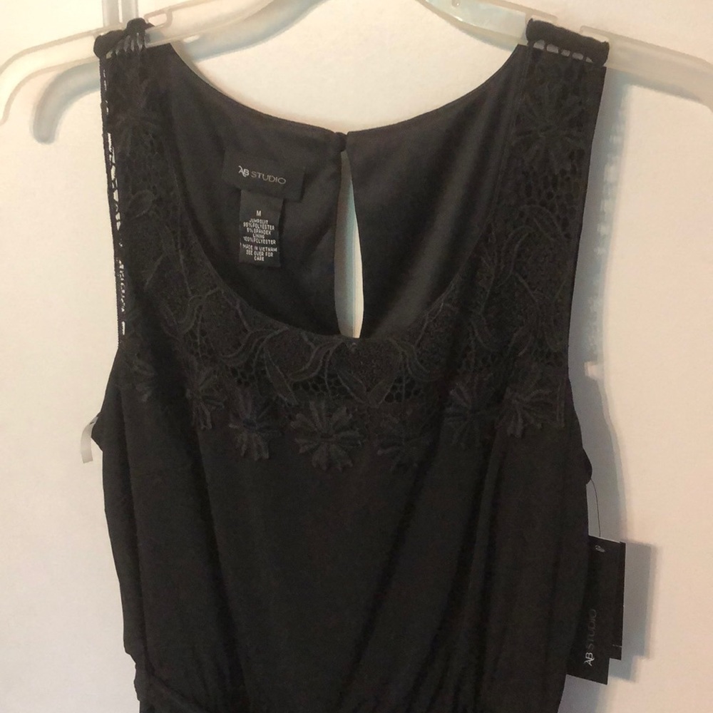 AB Studio lace trimmed sleeveless black jumpsuit - Picture 2 of 7